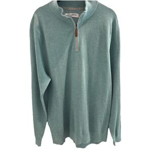 Tommy Bahama Island Zone 1/4 Zip Sweatshirt Mens M Blue CoolMax Preppy Travel